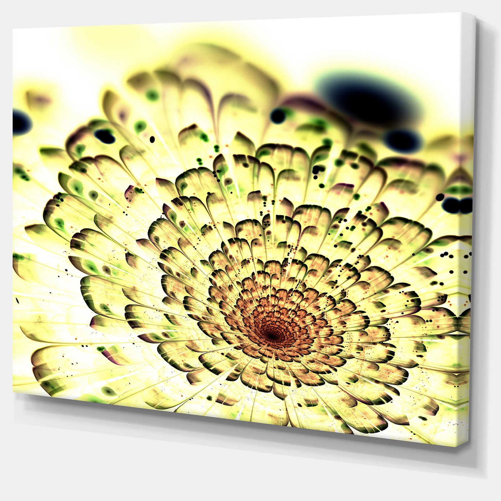 Green Light Fractal Flower Pattern - Abstract Wall Art Canvas