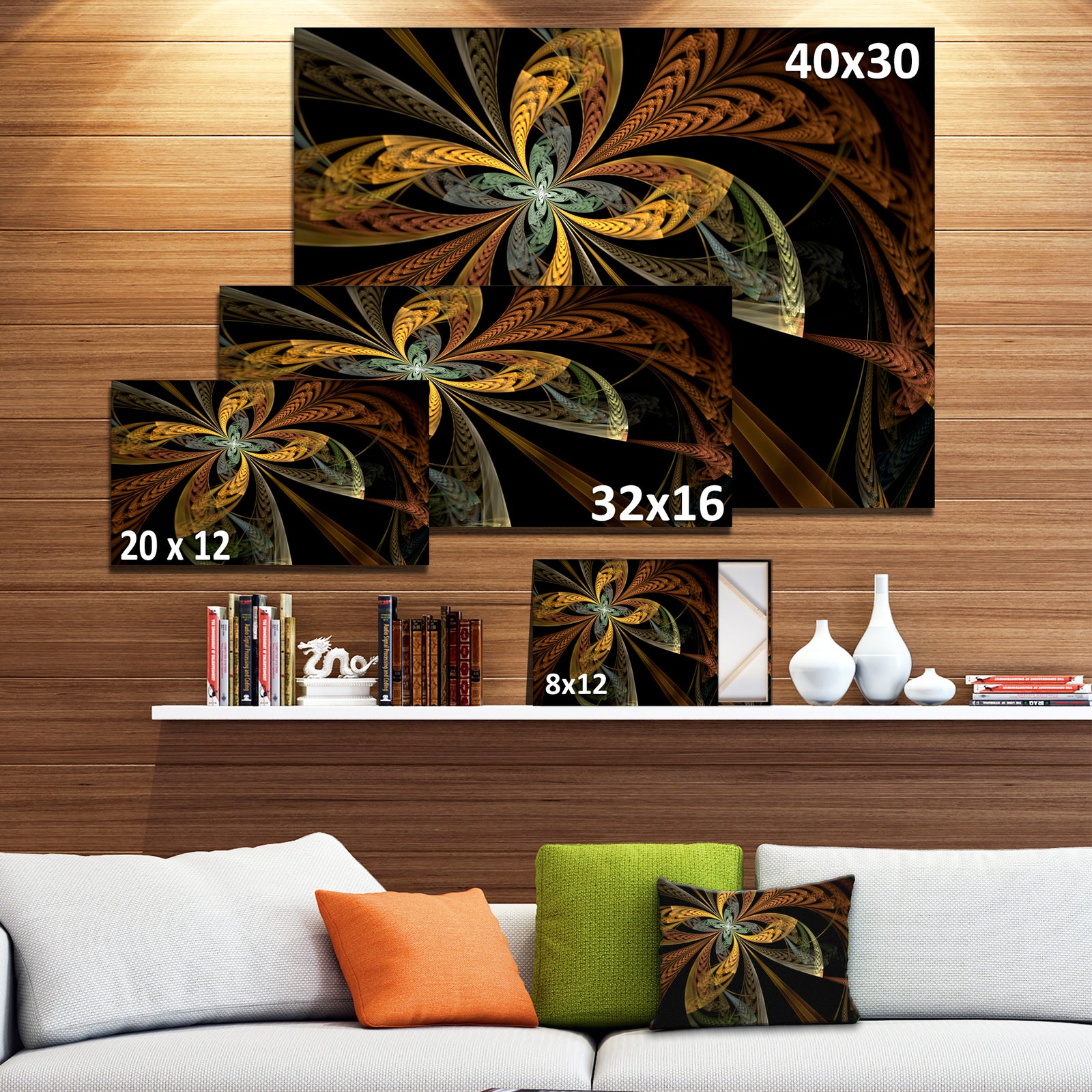 Colorful Fractal Flower Pattern - Abstract Canvas Art Print