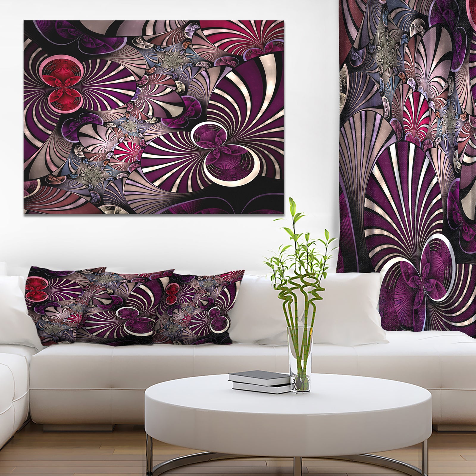 Dark Violet Fractal Flower - Abstract Wall Art Canvas