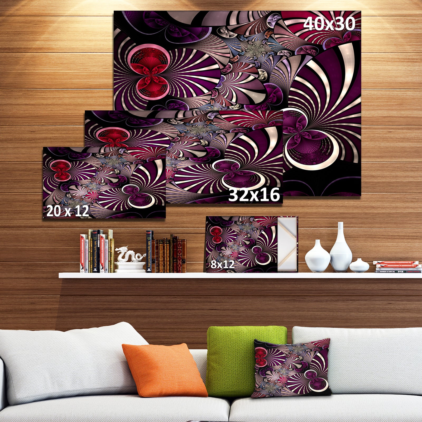Dark Violet Fractal Flower - Abstract Wall Art Canvas