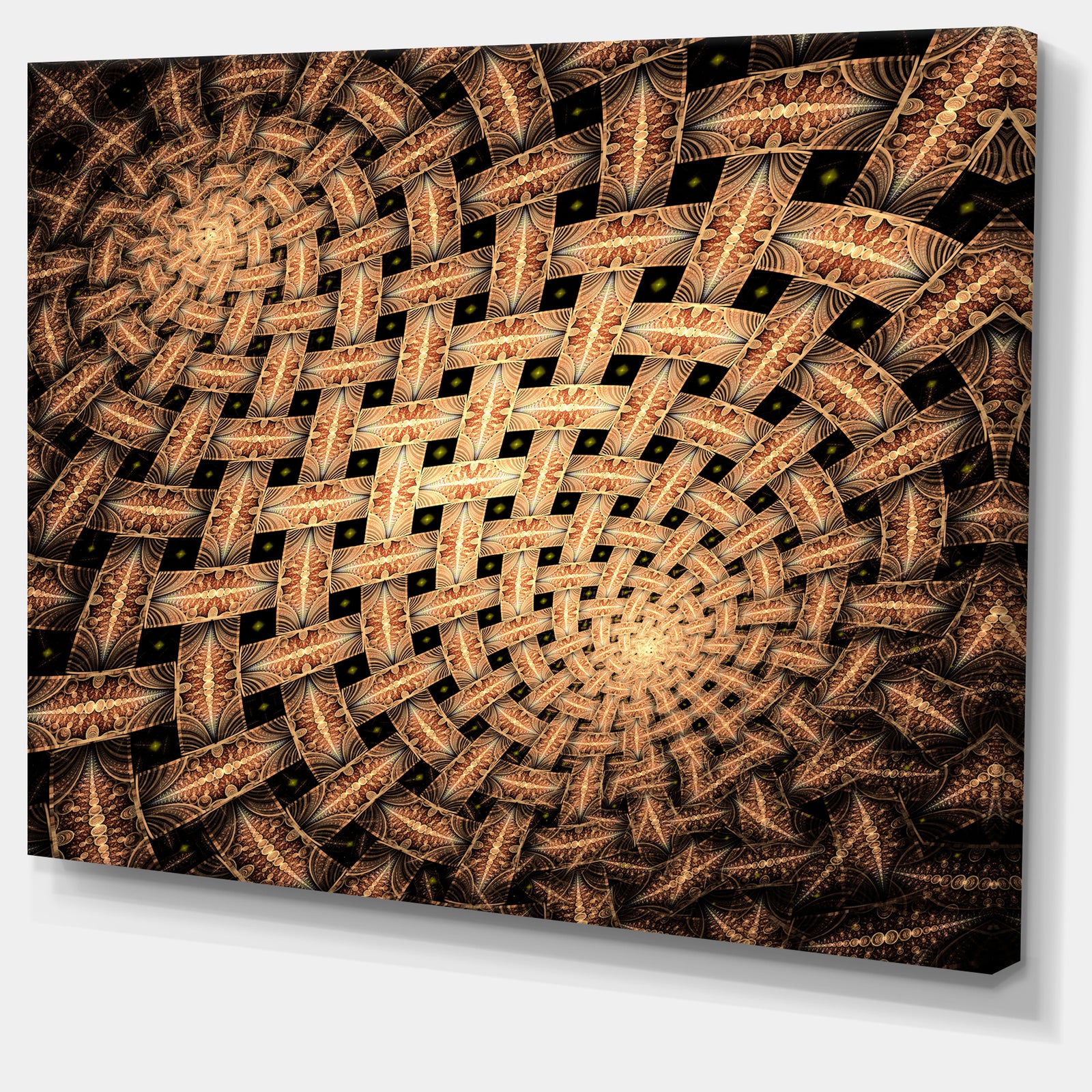 Symmetrical Brown Fractal Flower - Abstract Wall Art Canvas