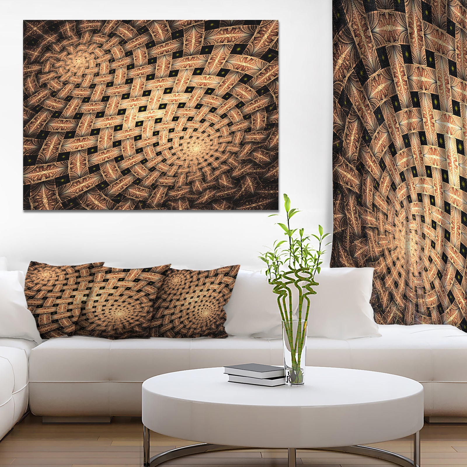 Symmetrical Brown Fractal Flower - Abstract Wall Art Canvas