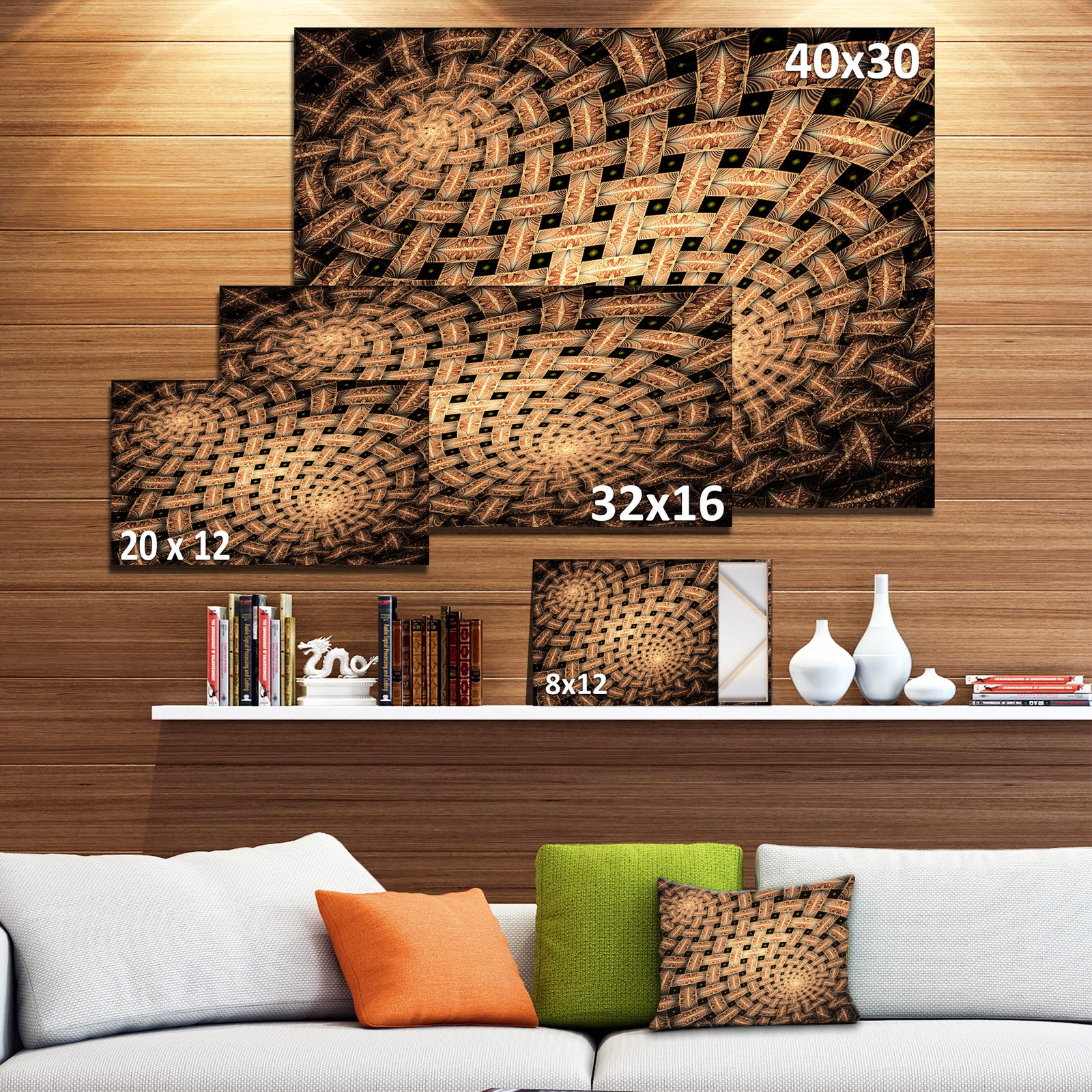 Symmetrical Brown Fractal Flower - Abstract Wall Art Canvas
