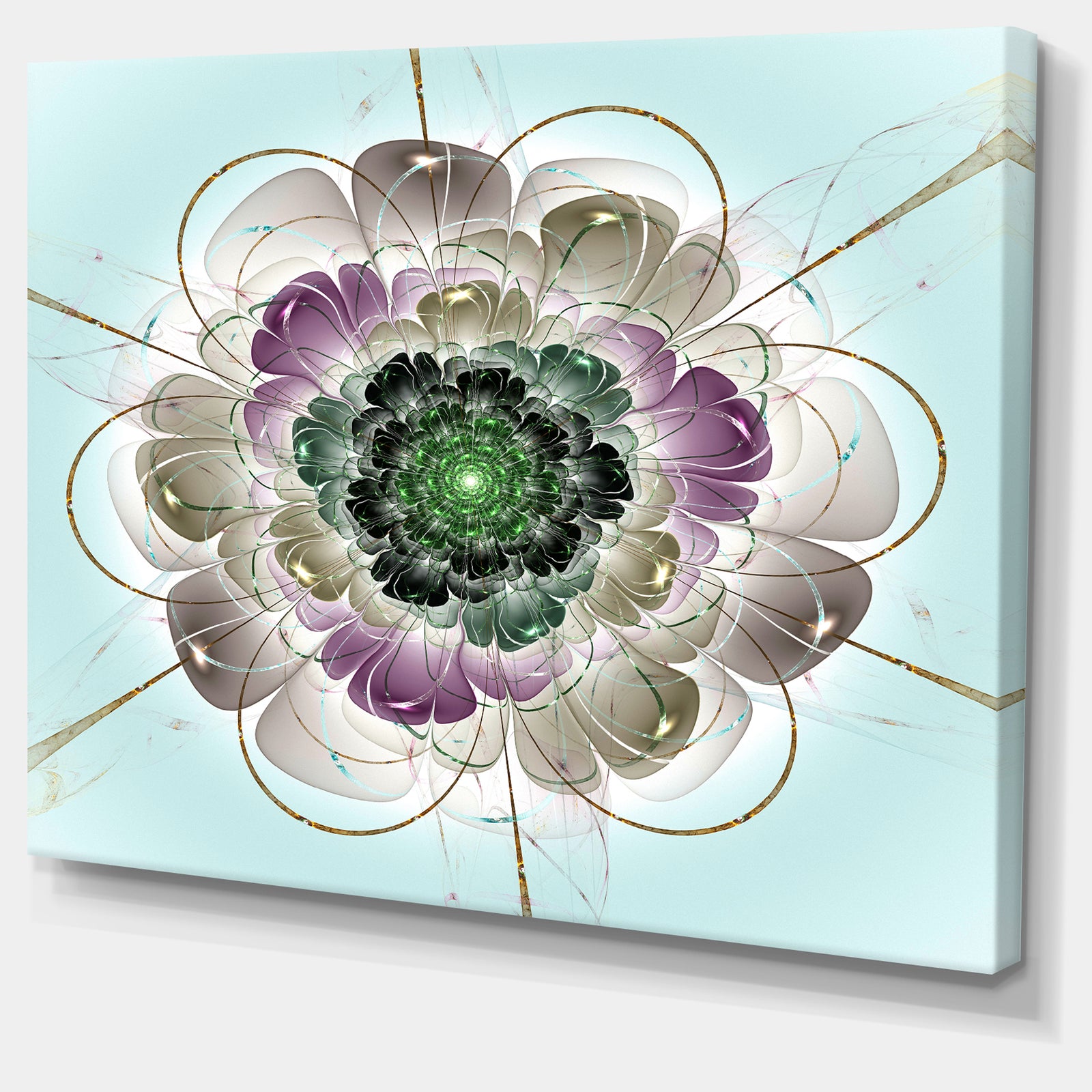 Dark Blue Fractal Flower Pattern - Abstract Wall Art Canvas