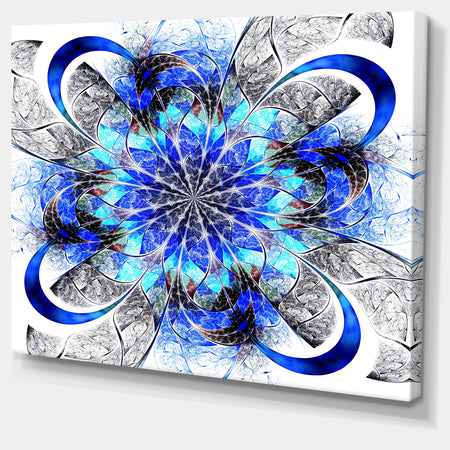 Symmetrical Blue Fractal Flower - Abstract Wall Art Canvas