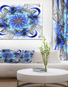 Symmetrical Blue Fractal Flower - Abstract Wall Art Canvas