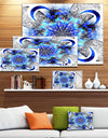 Symmetrical Blue Fractal Flower - Abstract Wall Art Canvas