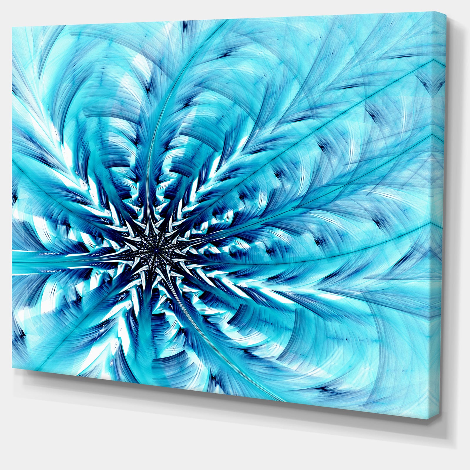 Light Blue Fractal Flower Pattern - Abstract Wall Art Canvas