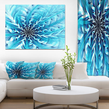 Light Blue Fractal Flower Pattern - Abstract Wall Art Canvas