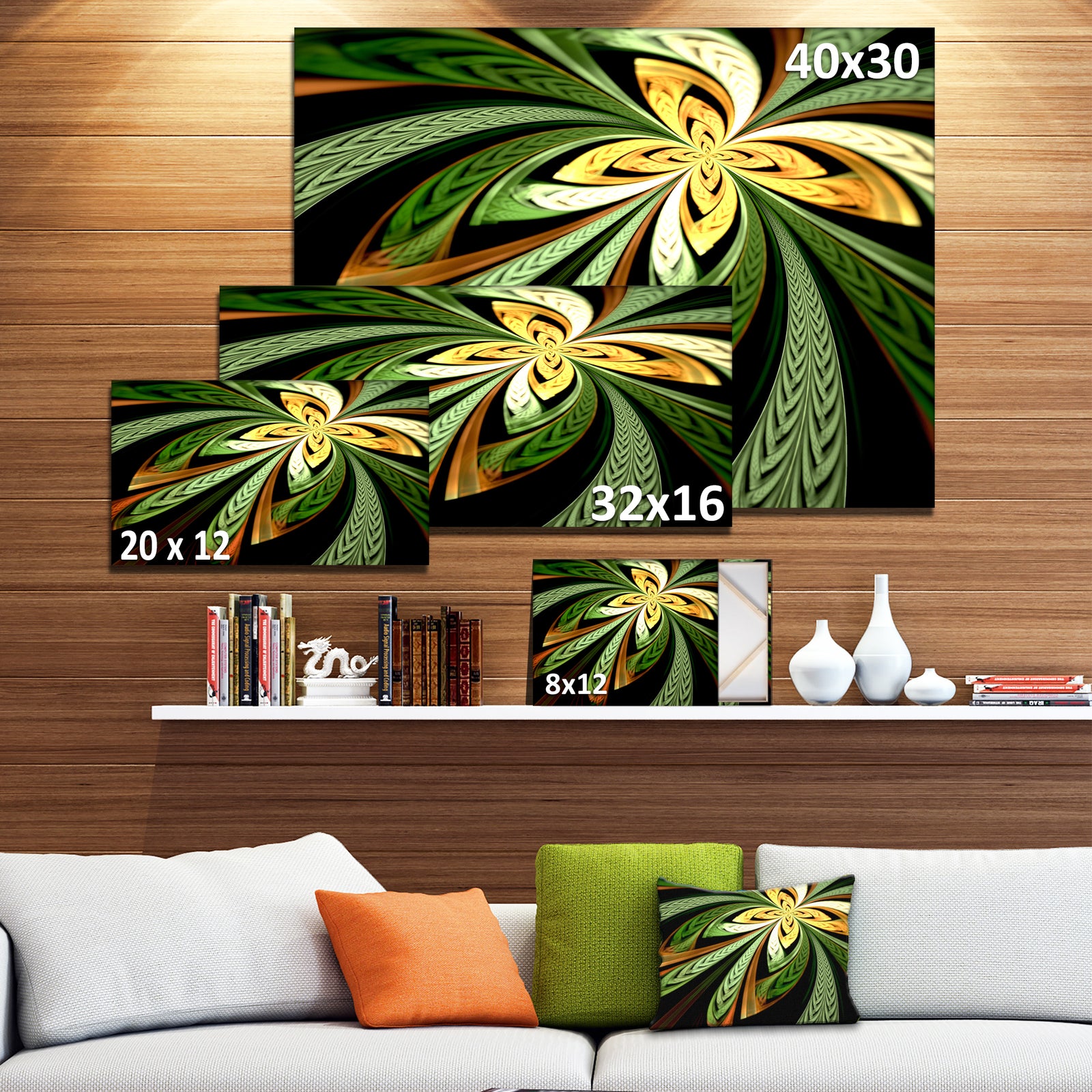 Colorful Fractal Flower Pattern'Extra Large Abstract Print Art