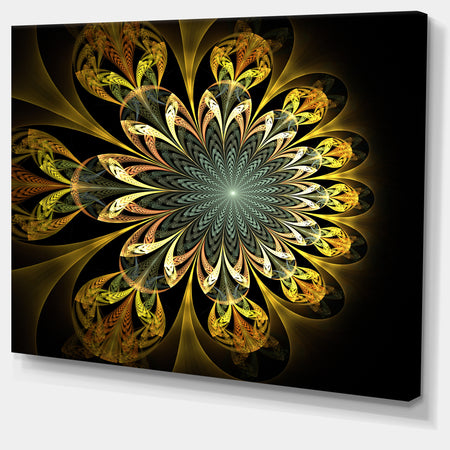 Dark Yellow Digital Flower'Extra Large Abstract Canvas Art Print