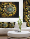 Dark Yellow Digital Flower'Extra Large Abstract Canvas Art Print