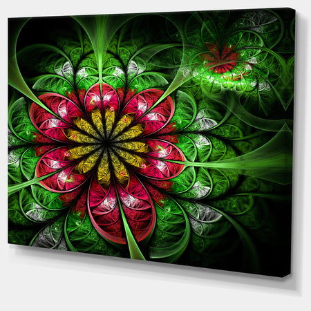Dark Yellow and Green Flower'Extra Large Abstract Canvas Art Print