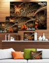 Dark Orange Symmetrical Flower'Extra Large Abstract Canvas Art Print