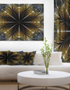 Symmetrical Gold Fractal Flower - Abstract Wall Art on Canvas