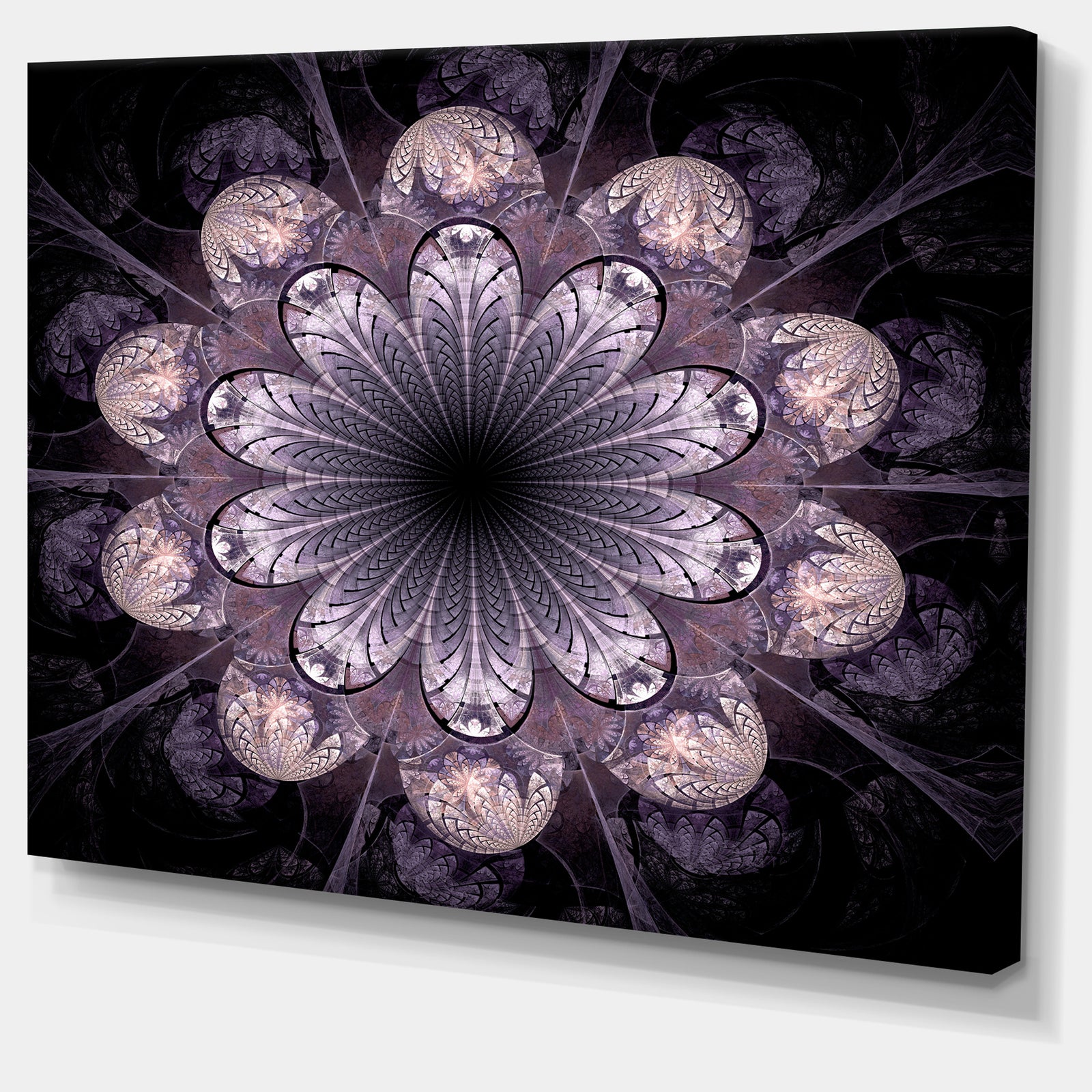 Dark Pink Fractal Flower Pattern - Abstract Wall Art on Canvas