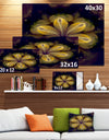 Black Yellow Fractal Flower Pattern - Abstract Artwork on Canvas