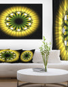 Black Yellow Fractal Flower Pattern - Abstract Wall Art on Canvas