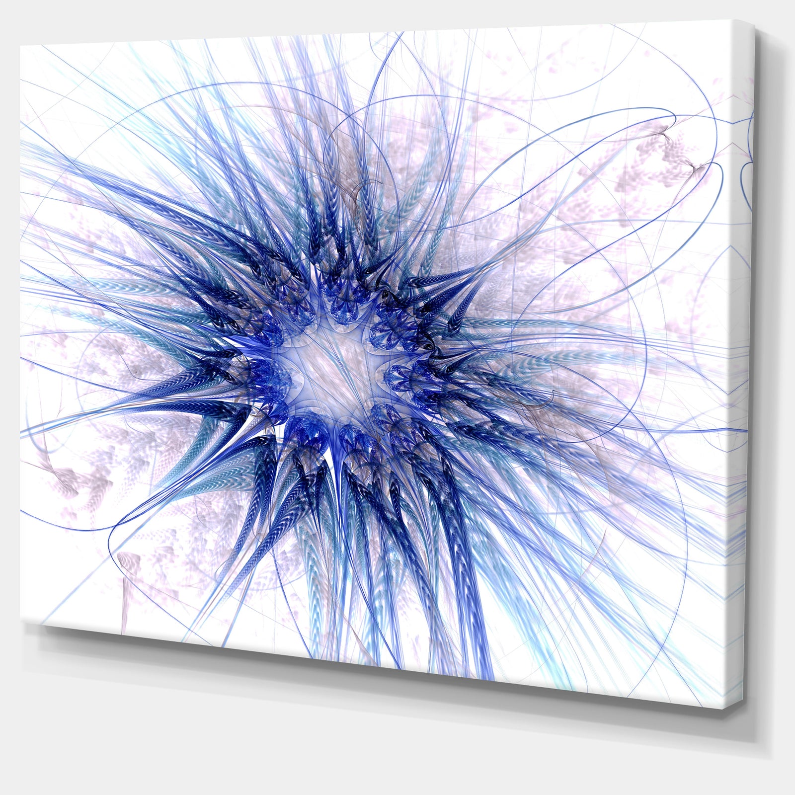 Blue Light Fractal Flower Texture - Abstract Wall Art on Canvas