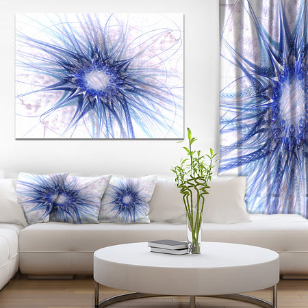 Blue Light Fractal Flower Texture - Abstract Wall Art on Canvas