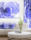 Blue Light Fractal Flower Pattern - Abstract Wall Art on Canvas