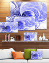 Blue Light Fractal Flower Pattern - Abstract Wall Art on Canvas