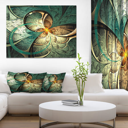 Dark Yellow Green Fractal Flower - Abstract Wall Art on Canvas
