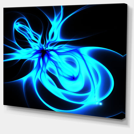 Glowing Blue Symmetrical Flower - Abstract Wall Art on Canvas