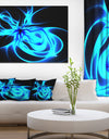 Glowing Blue Symmetrical Flower - Abstract Wall Art on Canvas