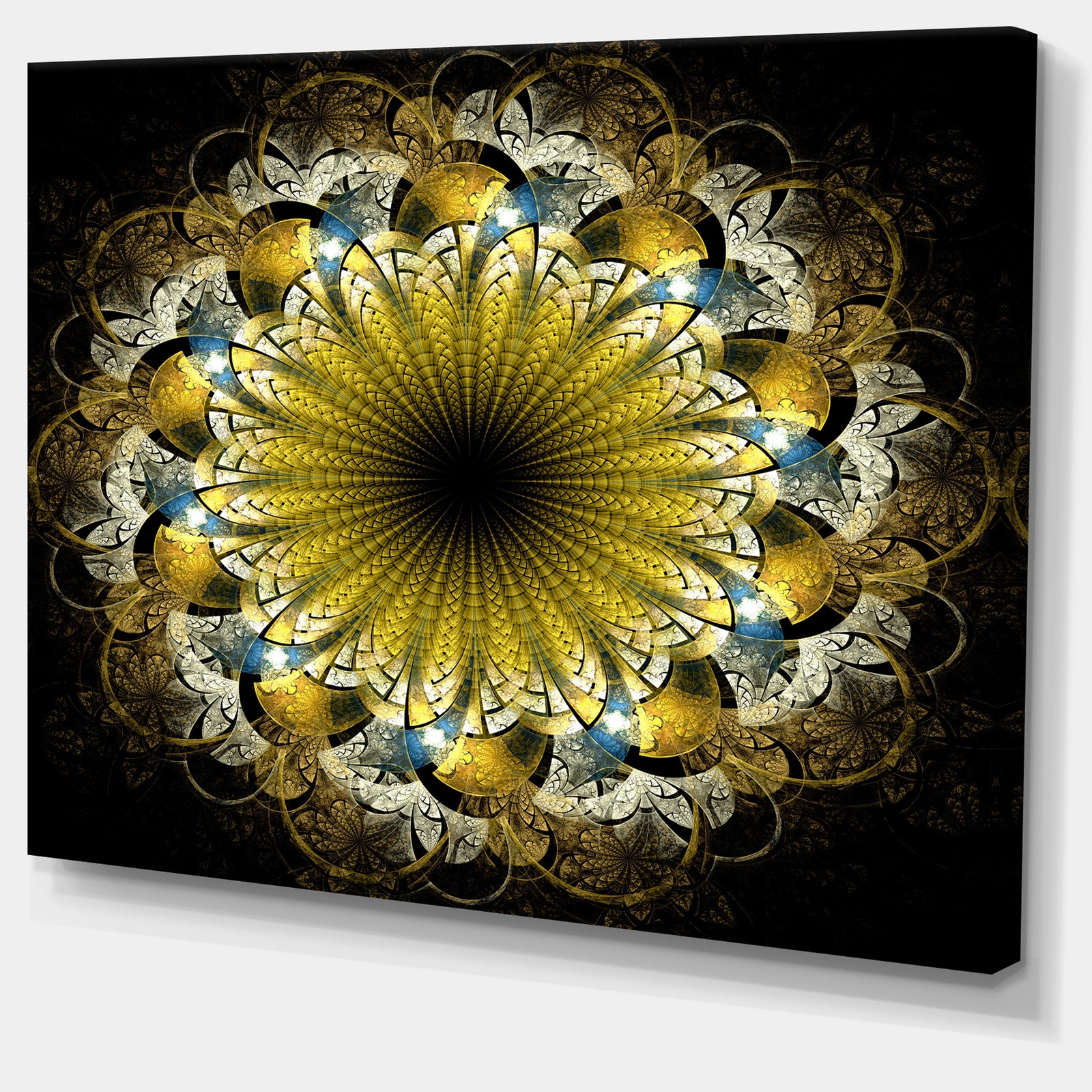 Dark Yellow Fractal Flower - Abstract Wall Art on Canvas