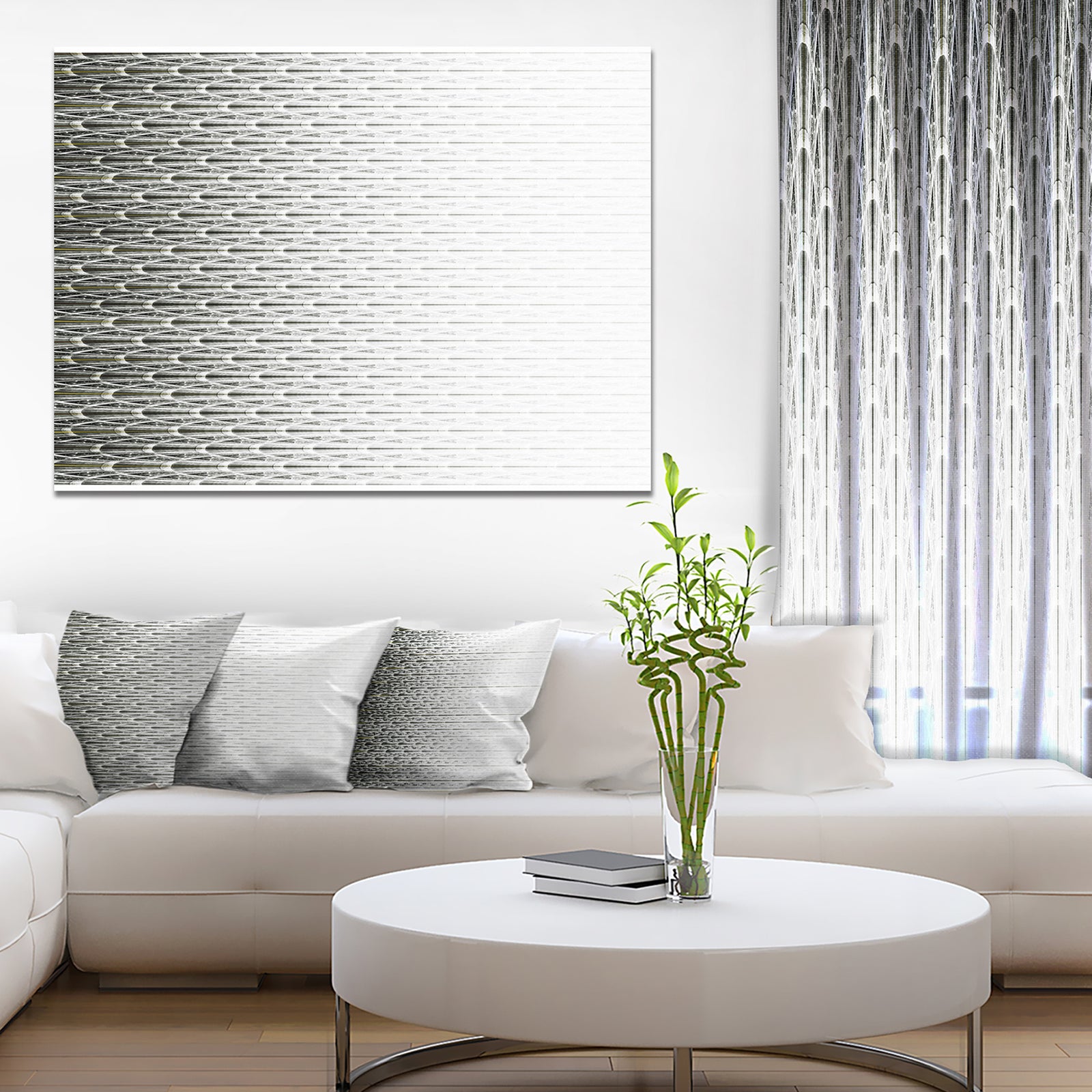 White Symmetrical Fractal Flower - Abstract Wall Art on Canvas