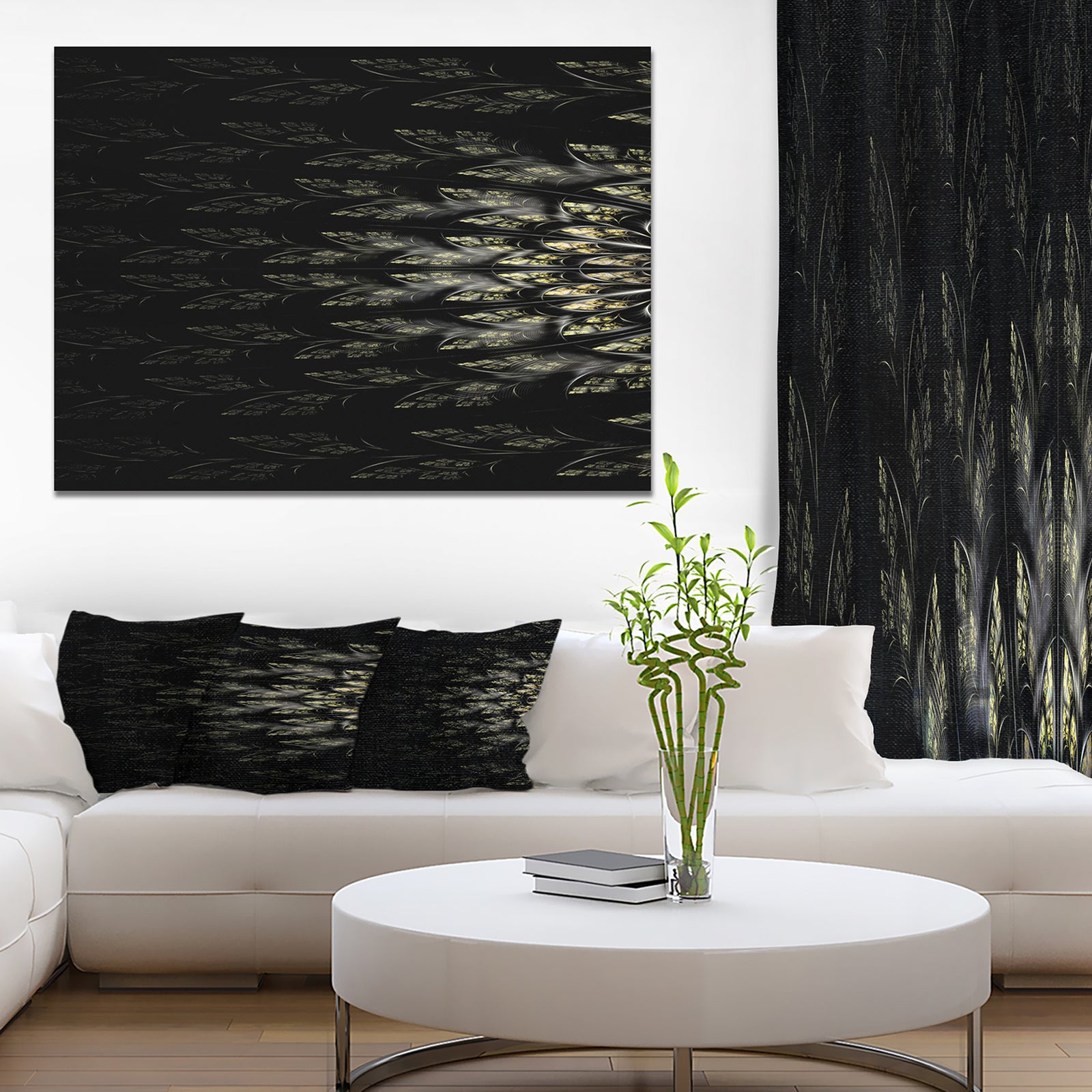 Glowing Symmetrical Fractal Flower - Abstract Wall Art on Canvas