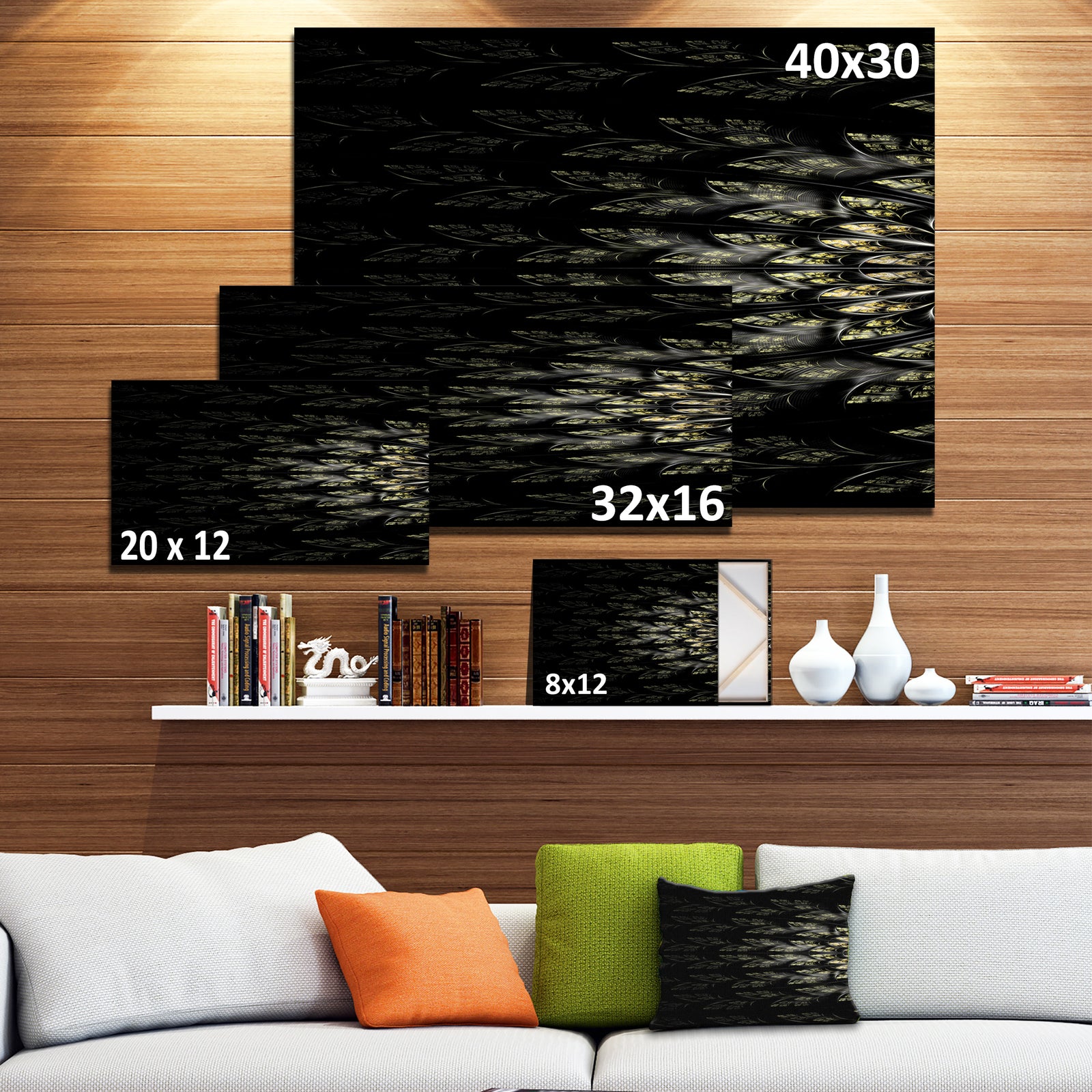 Glowing Symmetrical Fractal Flower - Abstract Wall Art on Canvas