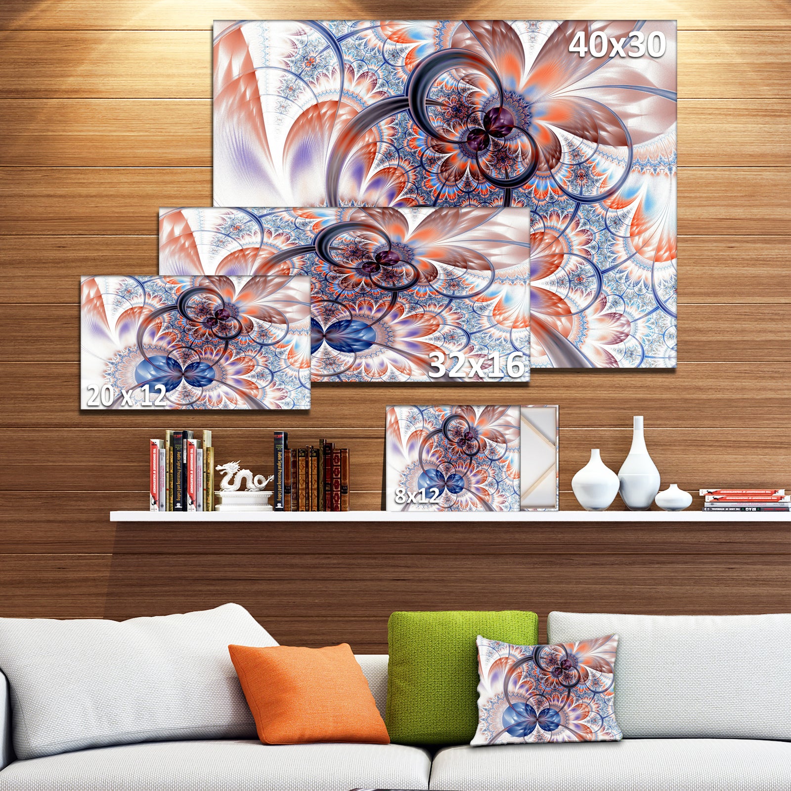 Gold Symmetrical Fractal Flower - Abstract Wall Art on Canvas
