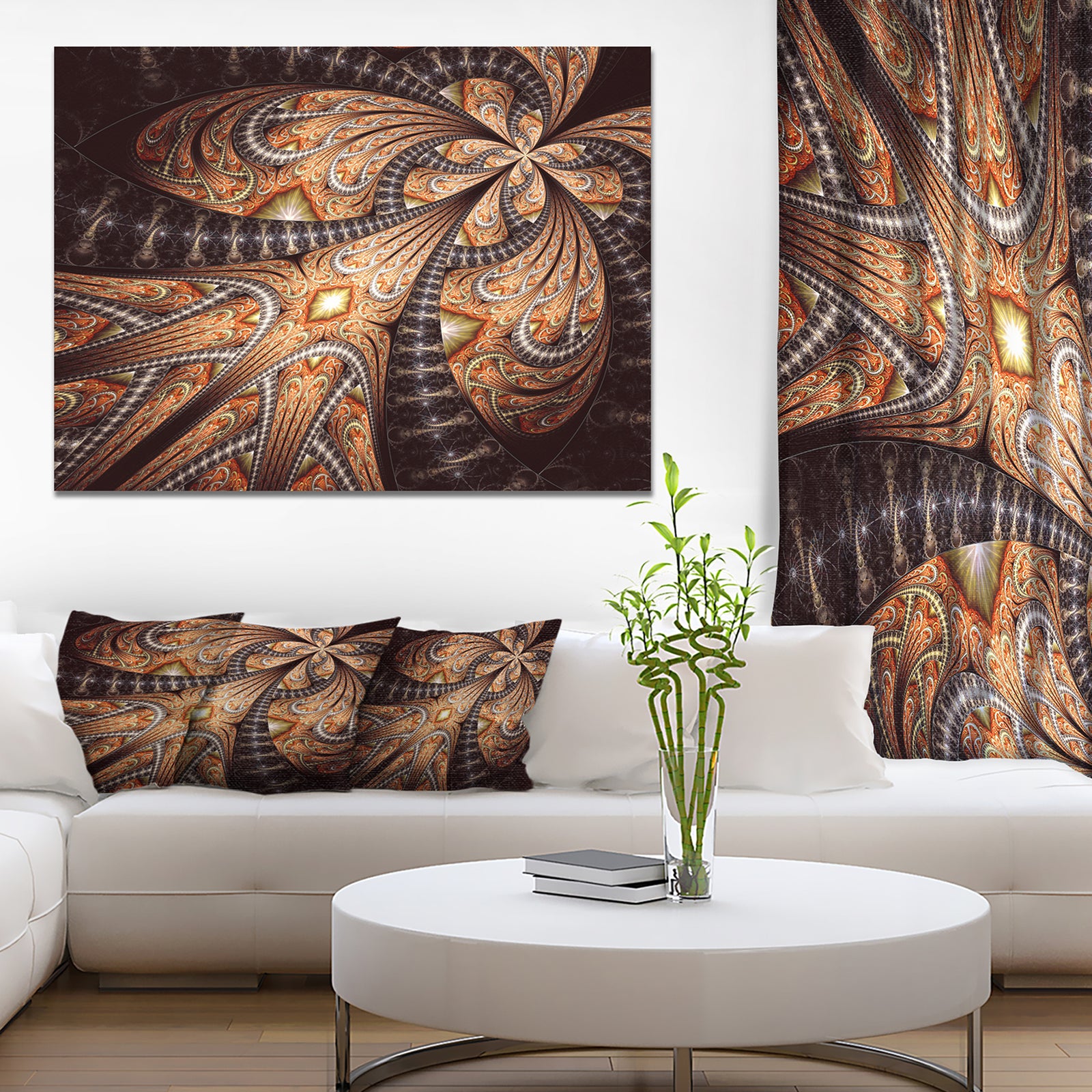 Brown Symmetrical Fractal Flower - Abstract Wall Art on Canvas