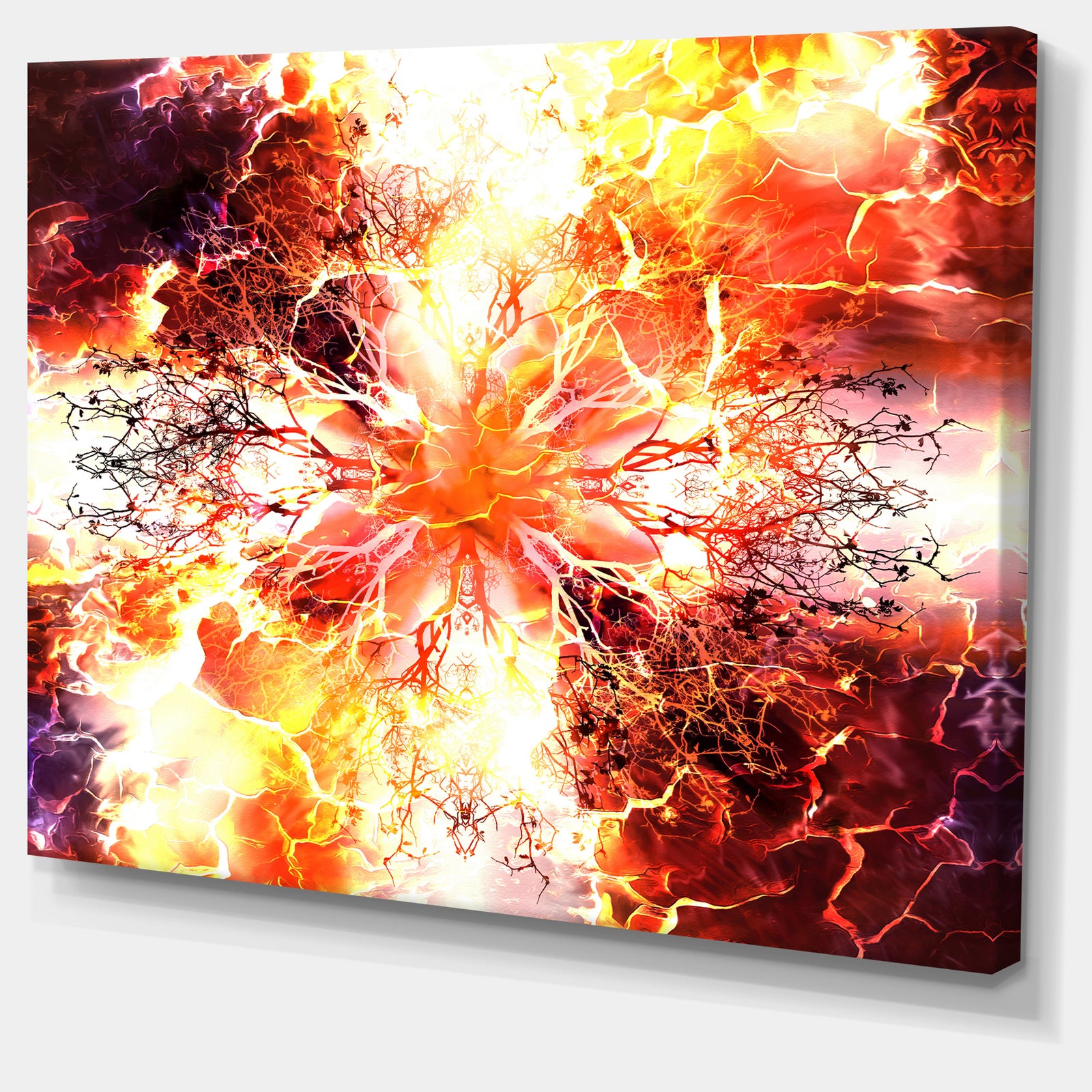 Yellow Tree Pattern Mandala - Abstract Art on Canvas