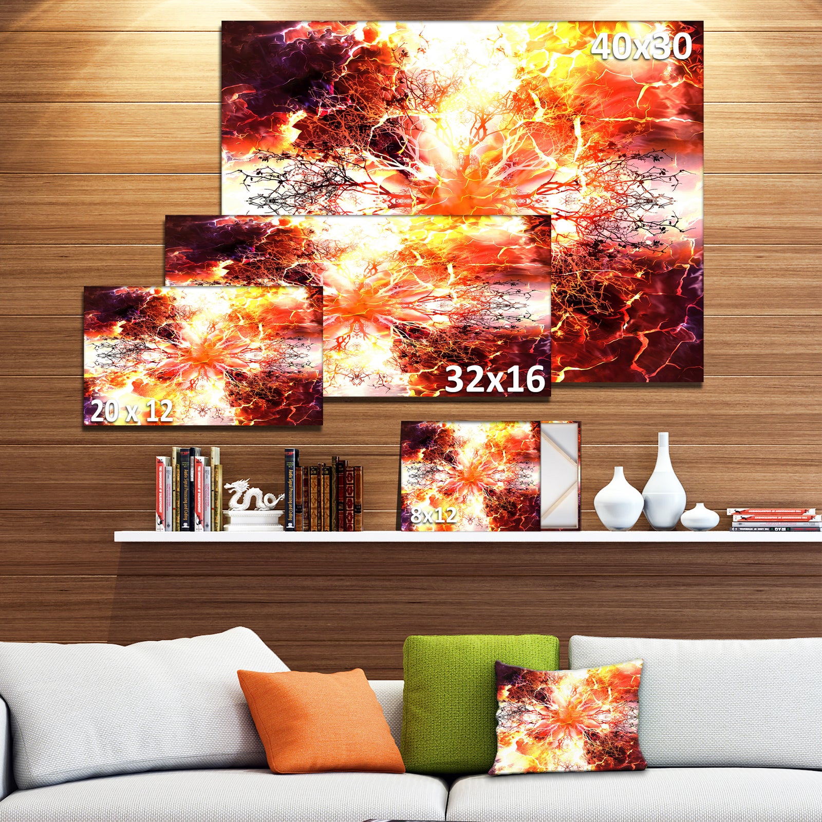Yellow Tree Pattern Mandala - Abstract Art on Canvas