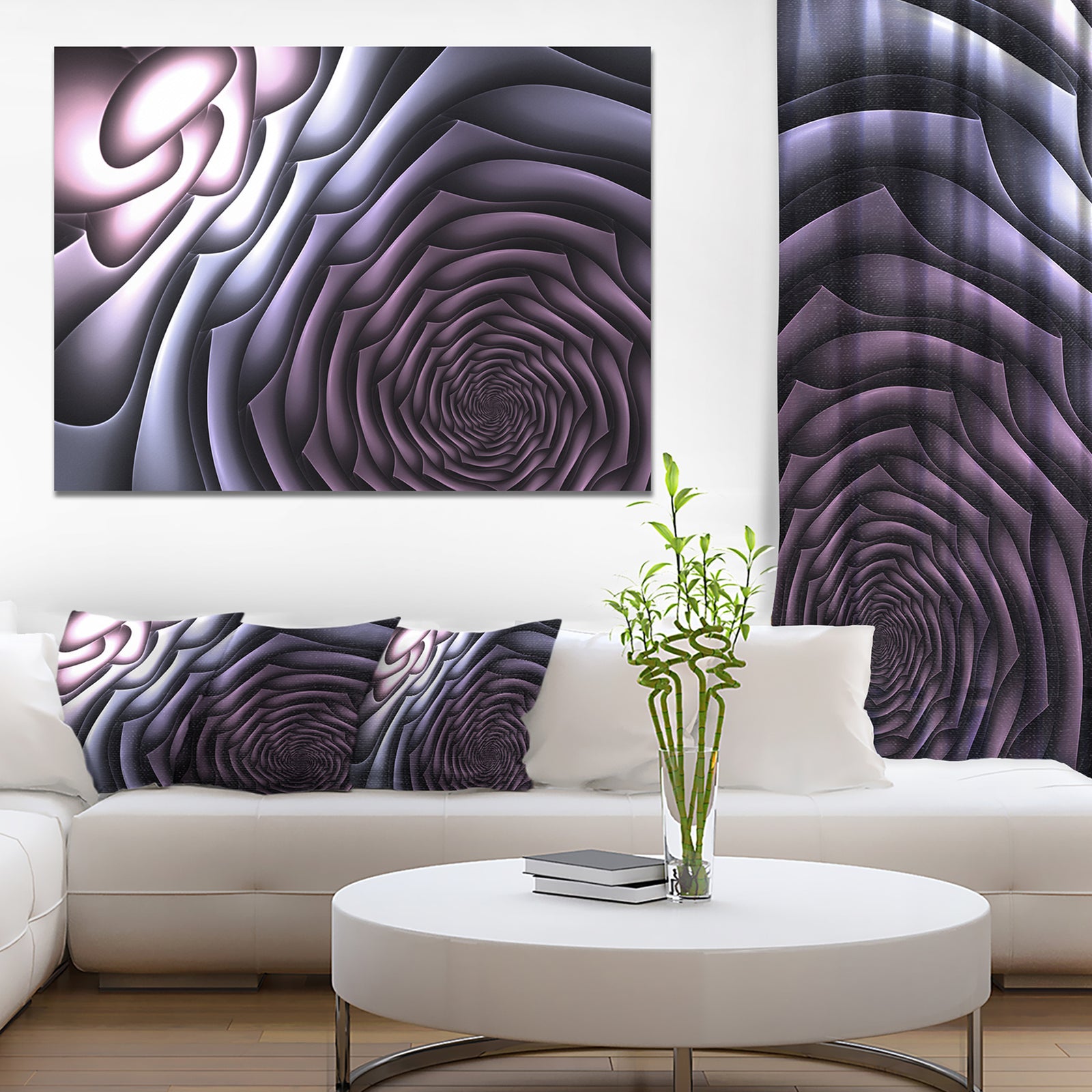 Purple Flower Shaped Fractal Art'Extra Large Abstract Canvas Art Print