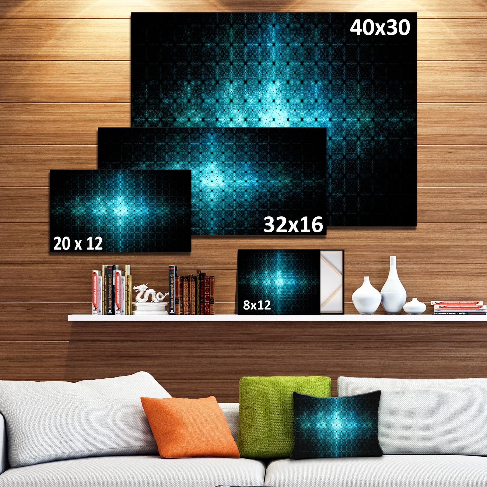 Blue Flash of Light on Radar'Extra Large Abstract Canvas Art Print