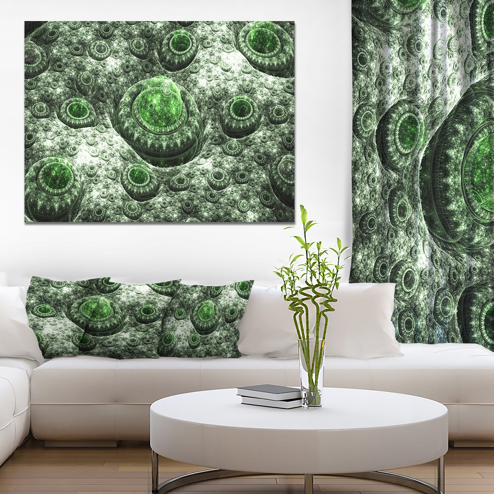 Exotic Green Fractal Landscape'Extra Large Abstract Canvas Art Print