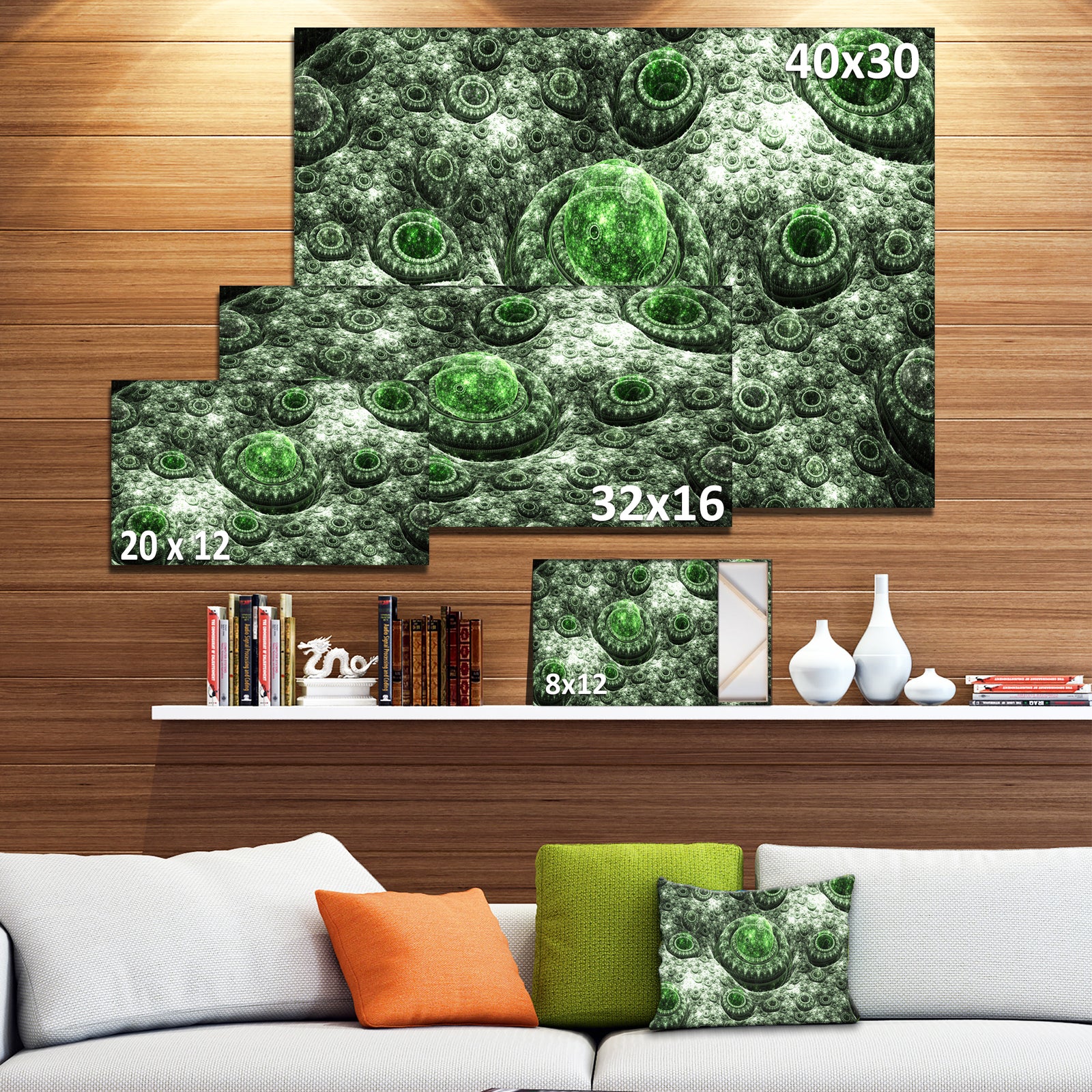 Exotic Green Fractal Landscape'Extra Large Abstract Canvas Art Print
