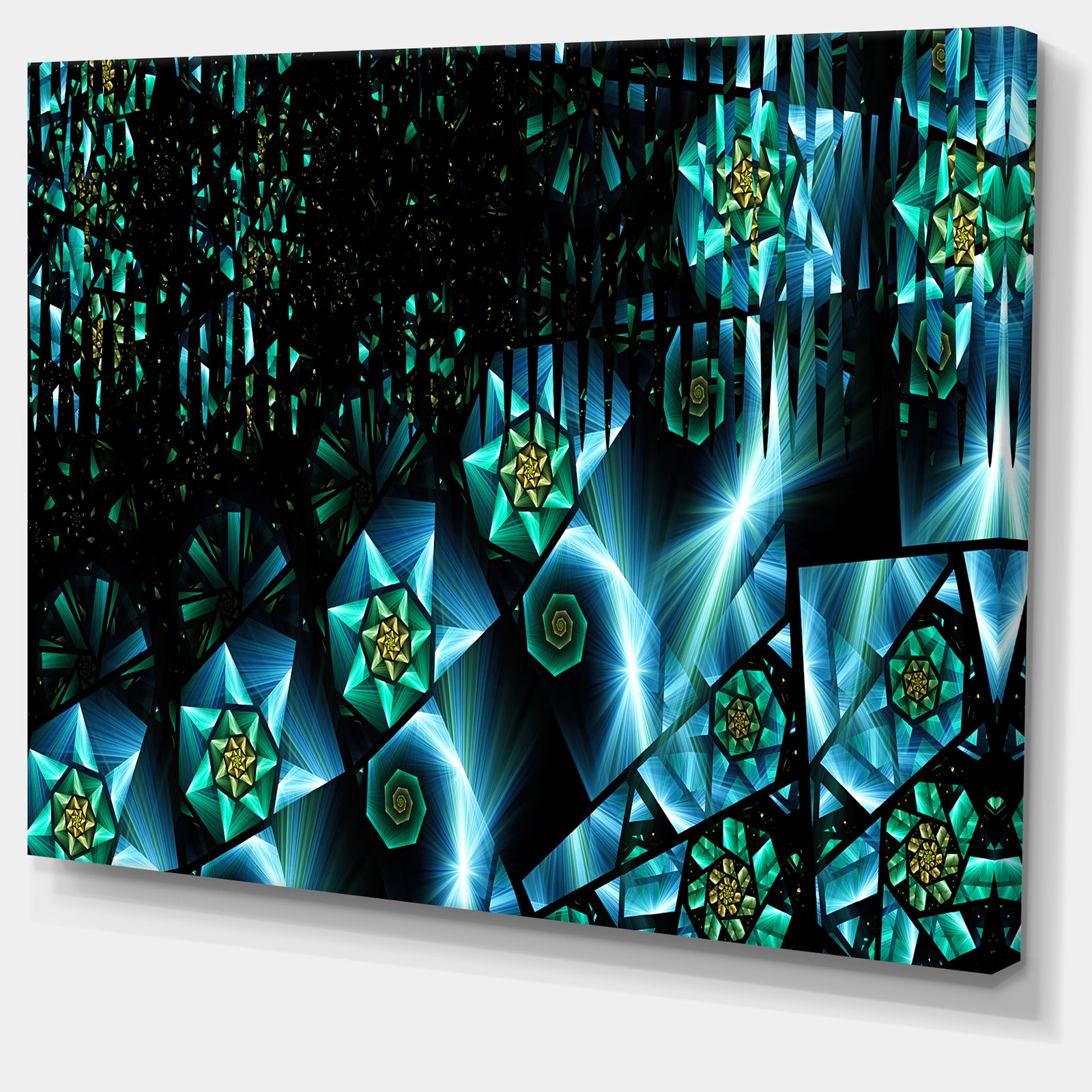 Bright Blue Fractal Flowery Sky'Extra Large Abstract Canvas Art Print
