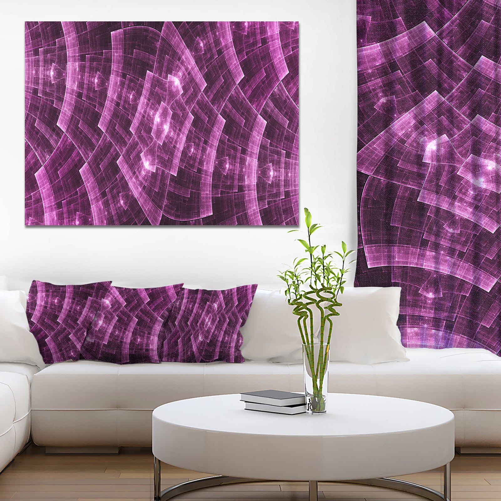 Purple Metal Protective Grids'Extra Large Abstract Canvas Art Print