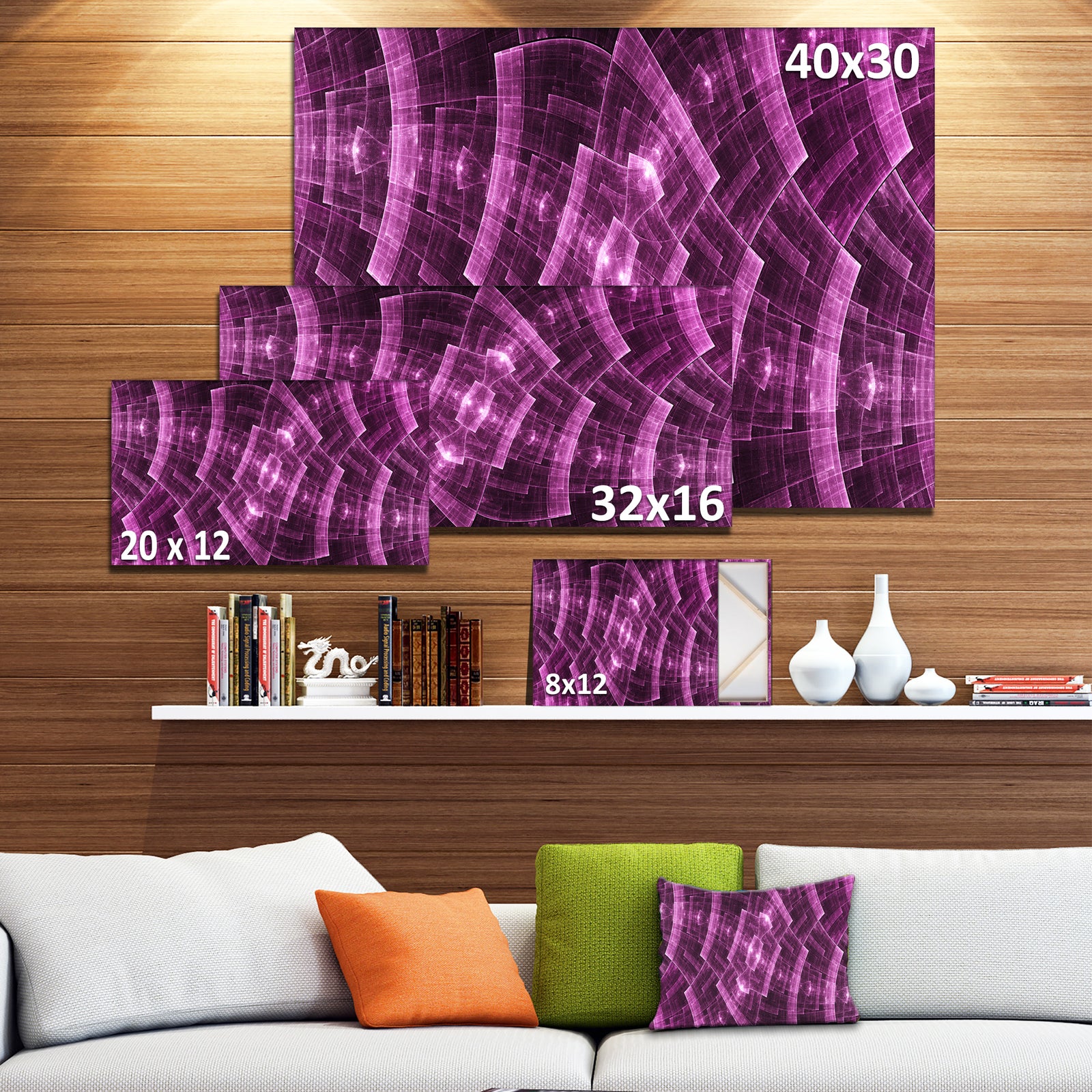 Purple Metal Protective Grids'Extra Large Abstract Canvas Art Print