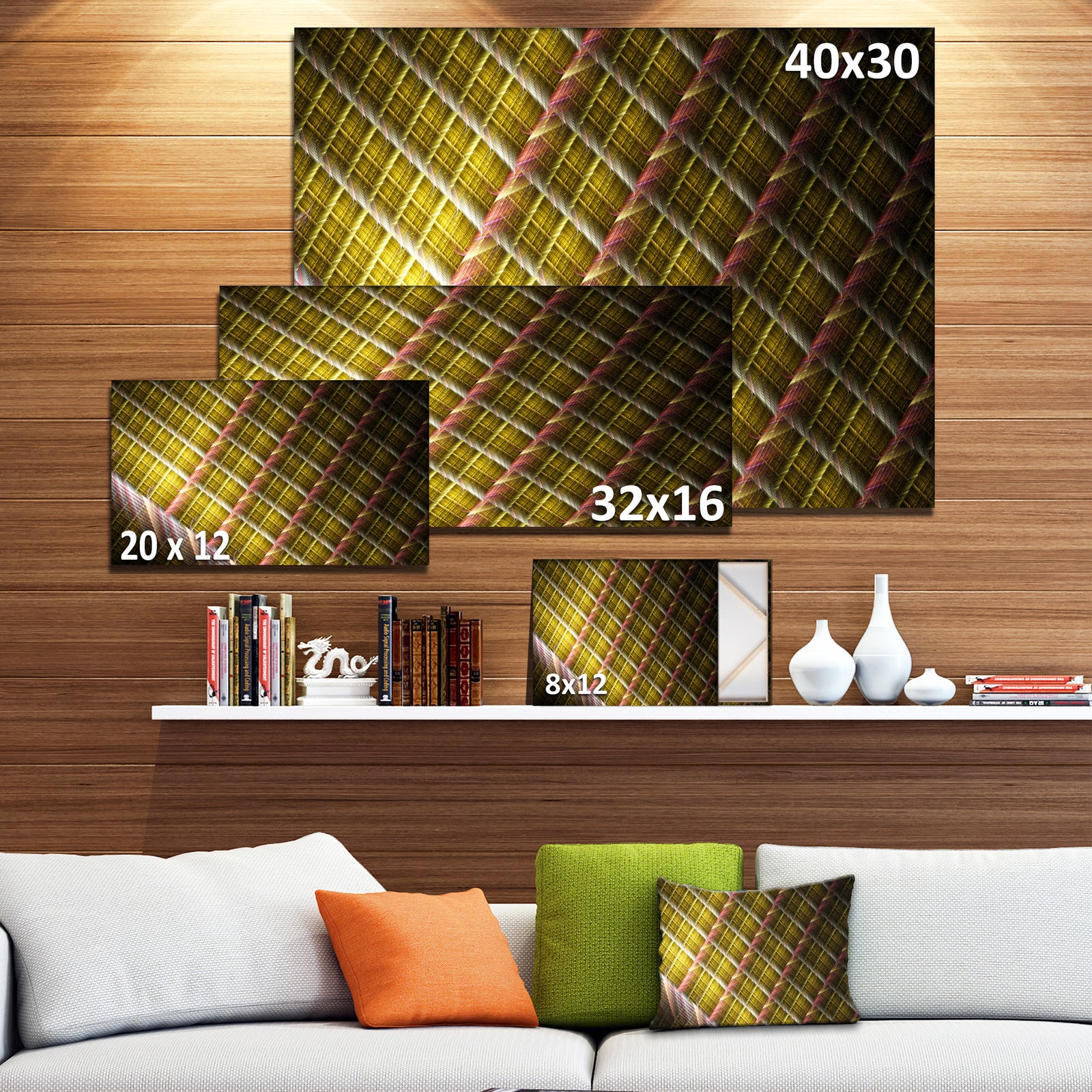 Brown Metal Protective Grids'Extra Large Abstract Canvas Art Print
