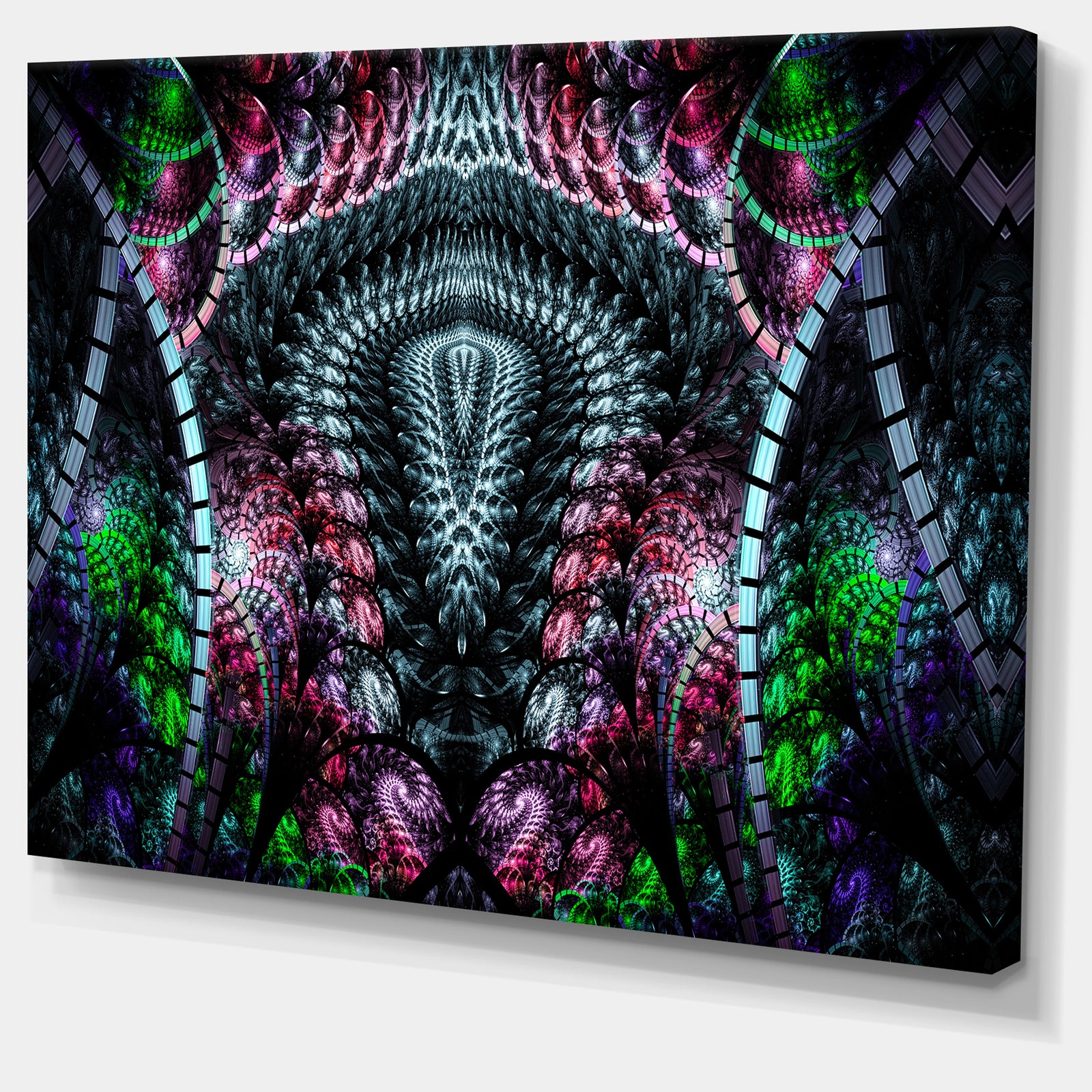 Strange Fractal Design on Black'Extra Large Abstract Canvas Art Print
