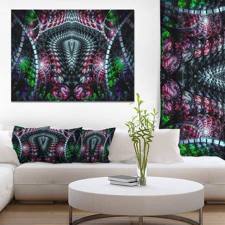 Strange Fractal Design on Black'Extra Large Abstract Canvas Art Print