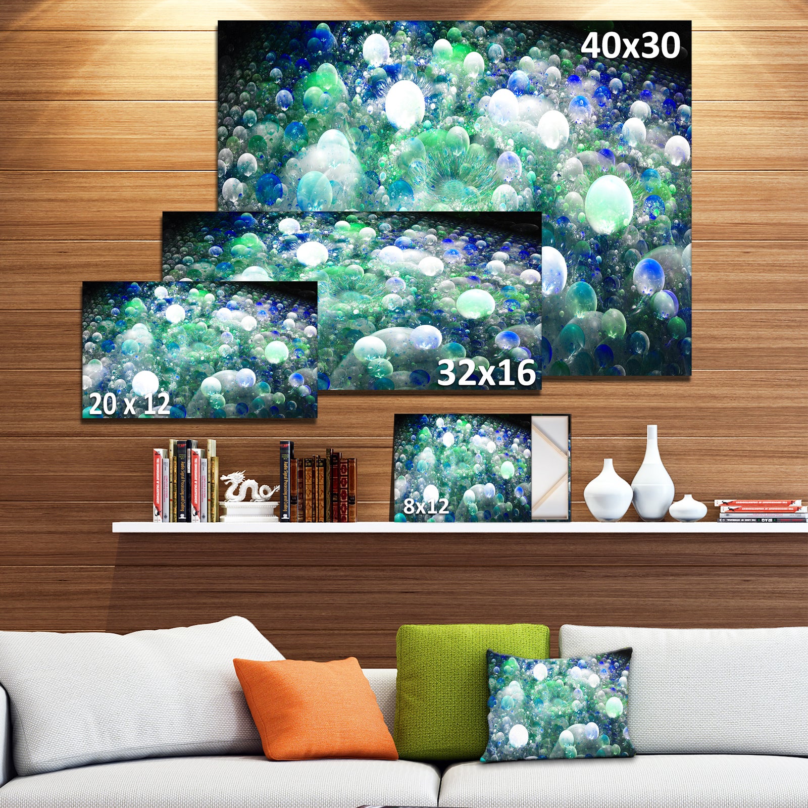 Colorful Molecules Fractal Design - Abstract Wall Art on Canvas