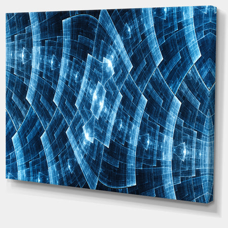 Blue Protective Metal Grids - Abstract Wall Art on Canvas