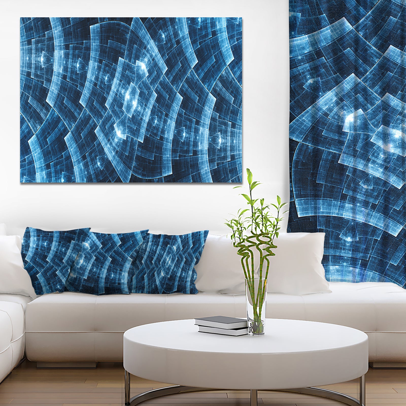 Blue Protective Metal Grids - Abstract Wall Art on Canvas